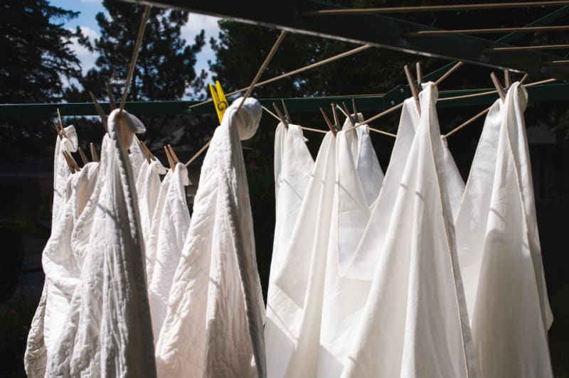 white laundry hanging on the line