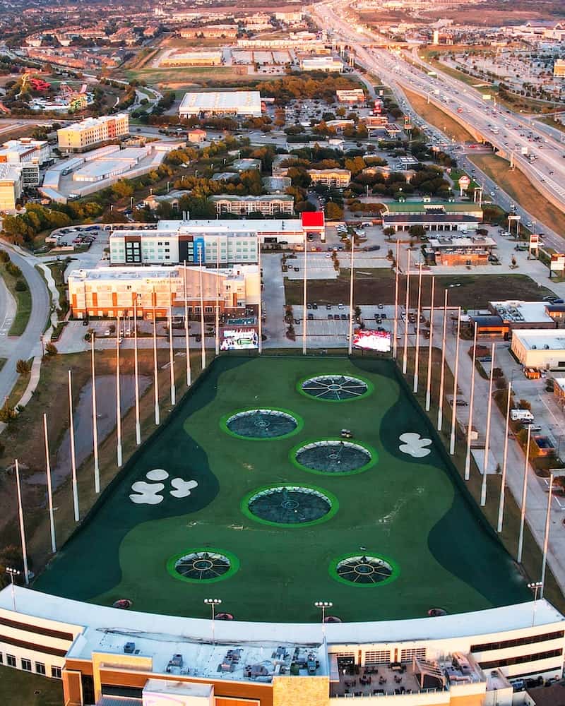 aerial view of TopGolf location