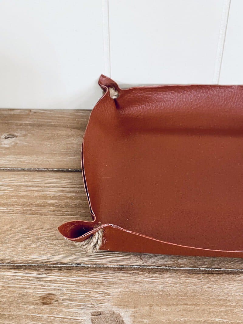 a faux leather tray