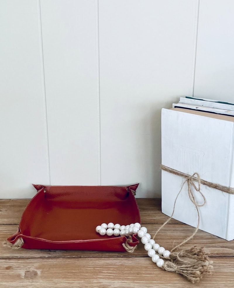 If you love the look of West Elm decor, check out this West Elm Leather Tray dupe. Create this faux leather tray to hold your jewelry and dresser items.