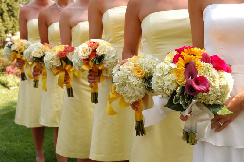 yellow spring bridesmaid dress