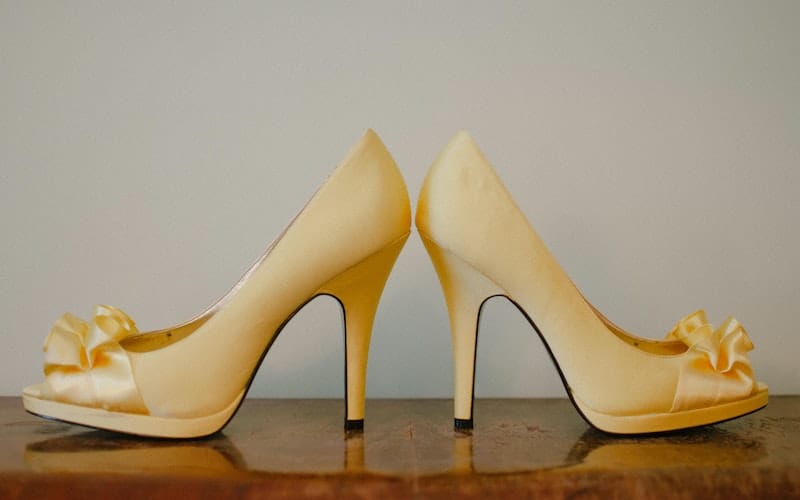 yellow high heel shoes