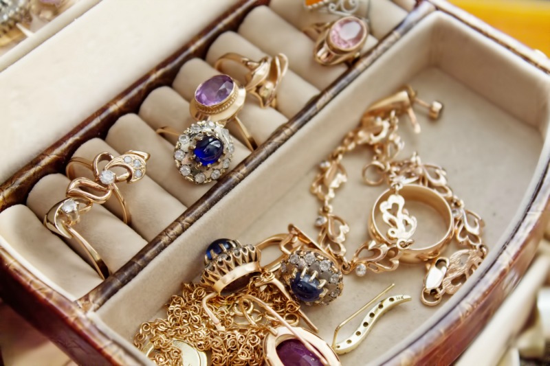 jewelry box with jewelry in it