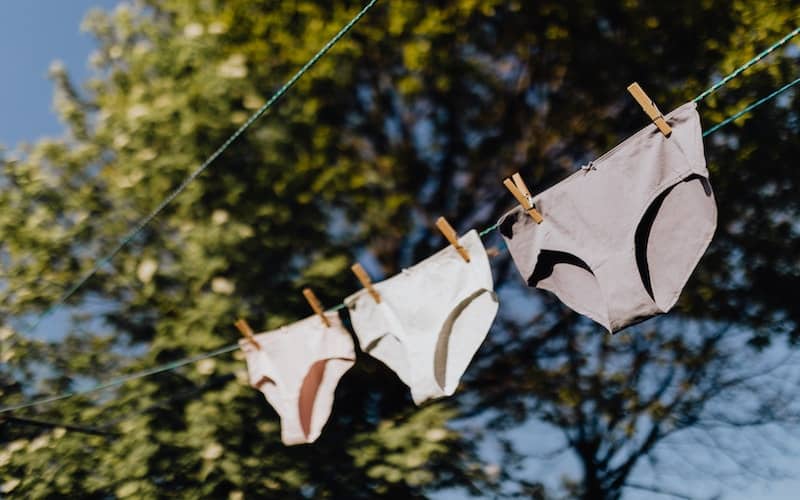 underwear hanging on the line outside