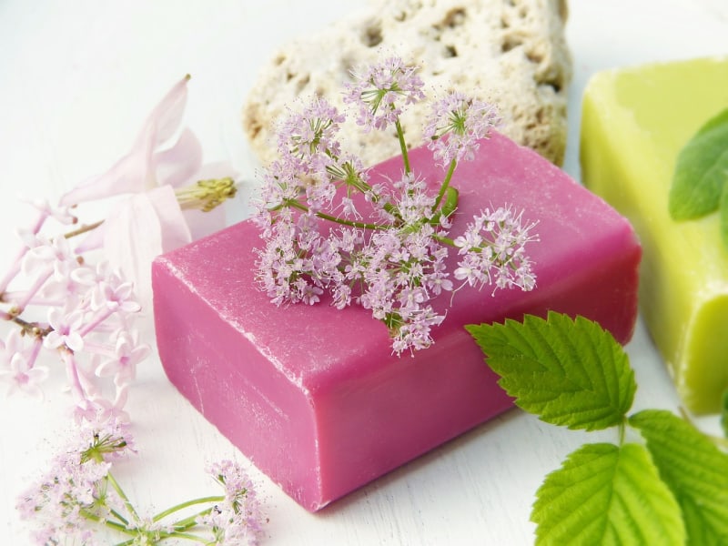 pappermint moisturizing soap with herbs and flowers