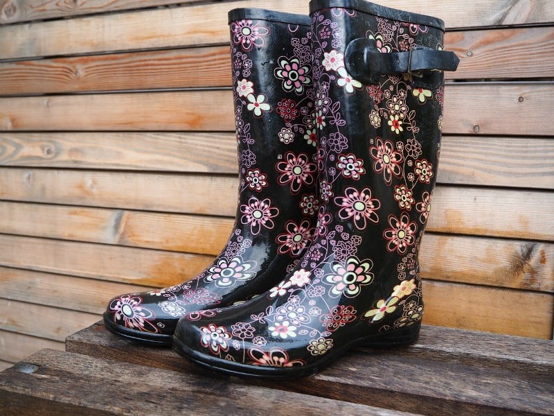 a cute pair of black floral boots