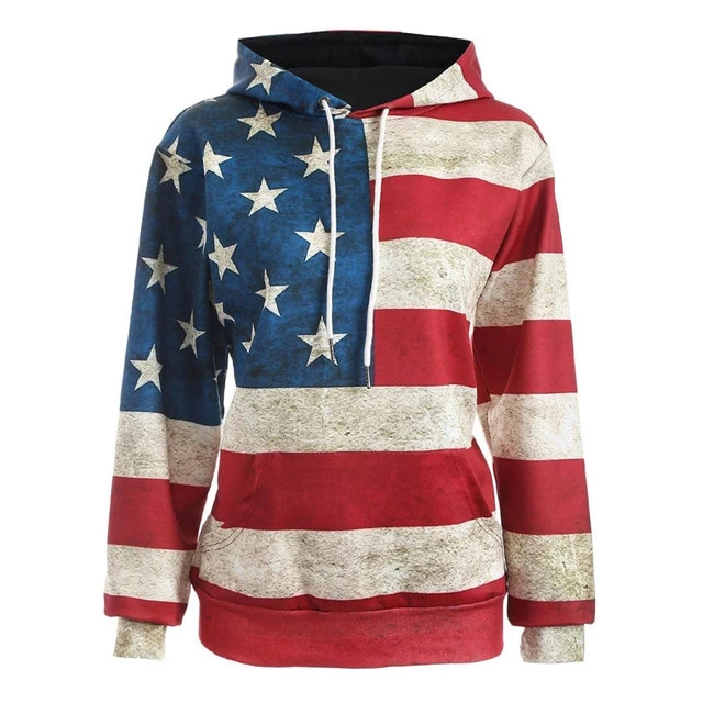 red white and blue American flag hoodie