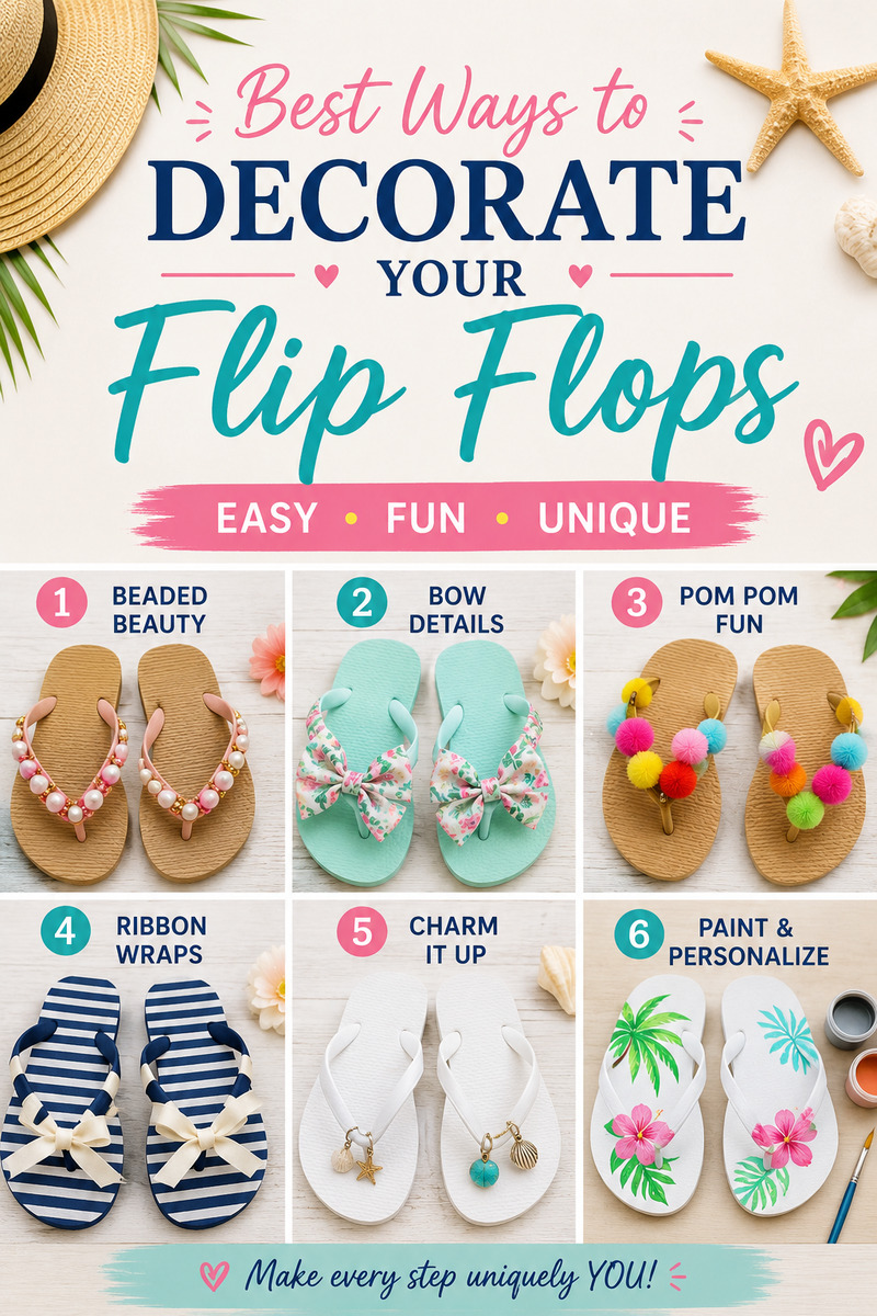 Have you ever wanted to decorate your flip flops to dress them up a bit? Check out these flip flop decorating ideas to bling flip flops!