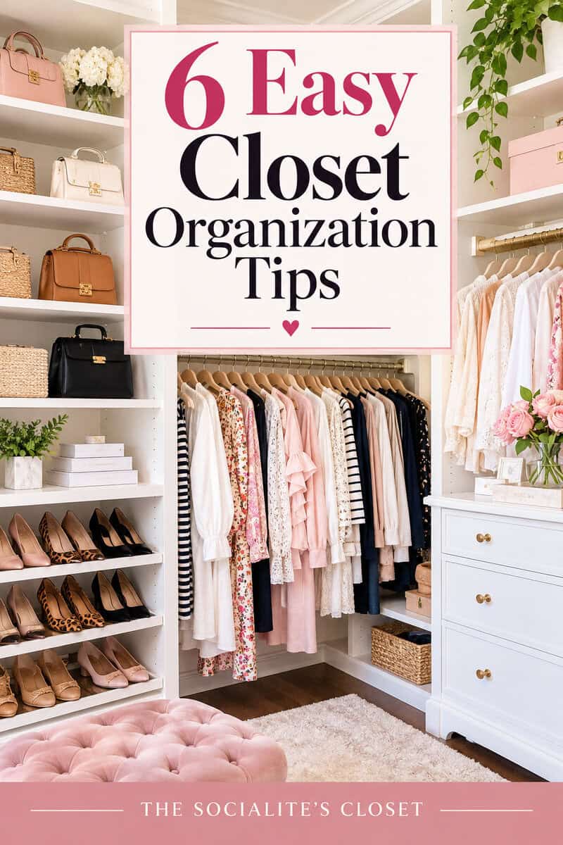 Tired of a messy closet? Discover 6 easy closet organization tips to keep your clothes, shoes, and accessories neat and easy to find. Learn simple, budget-friendly ways to maximize closet space, organize your wardrobe, and make getting dressed easier every day. #ClosetOrganization #WardrobeOrganization #OrganizingTips