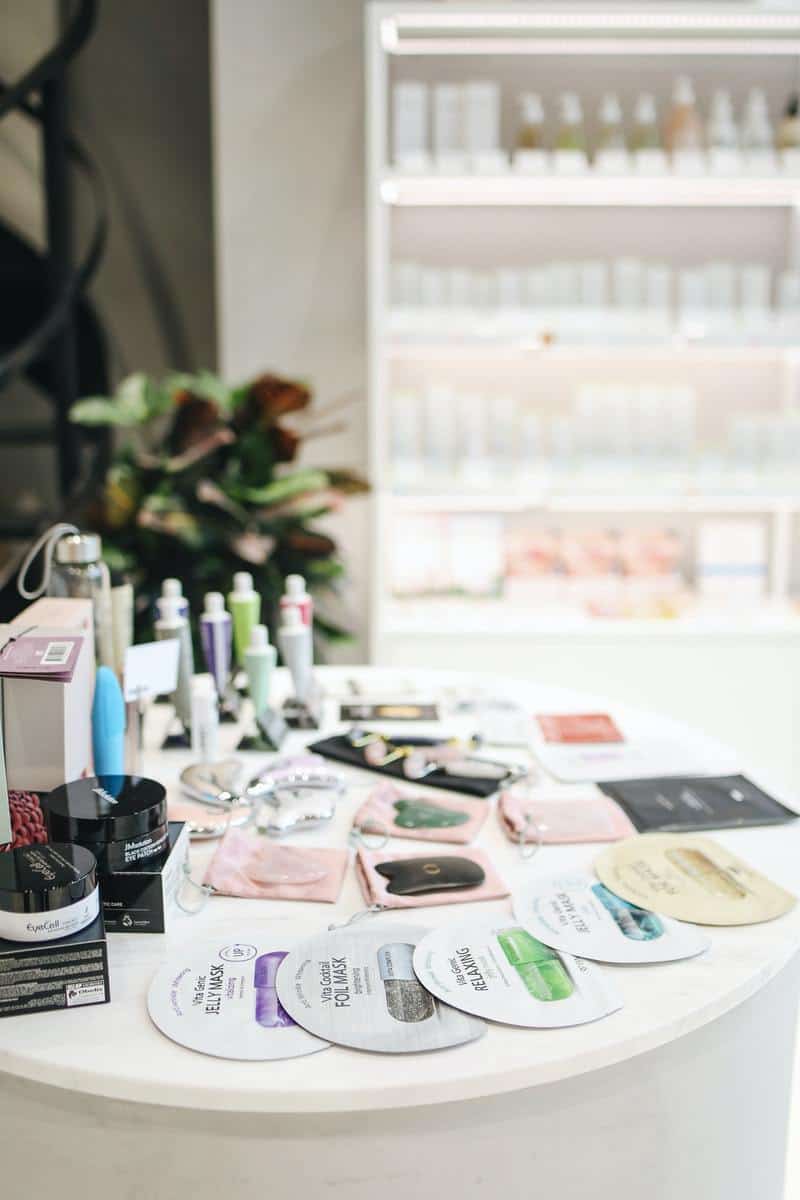 cosmetics on display at a beauty store