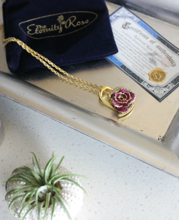 Eternity Rose Purple Glazed Rose Pendant Gift