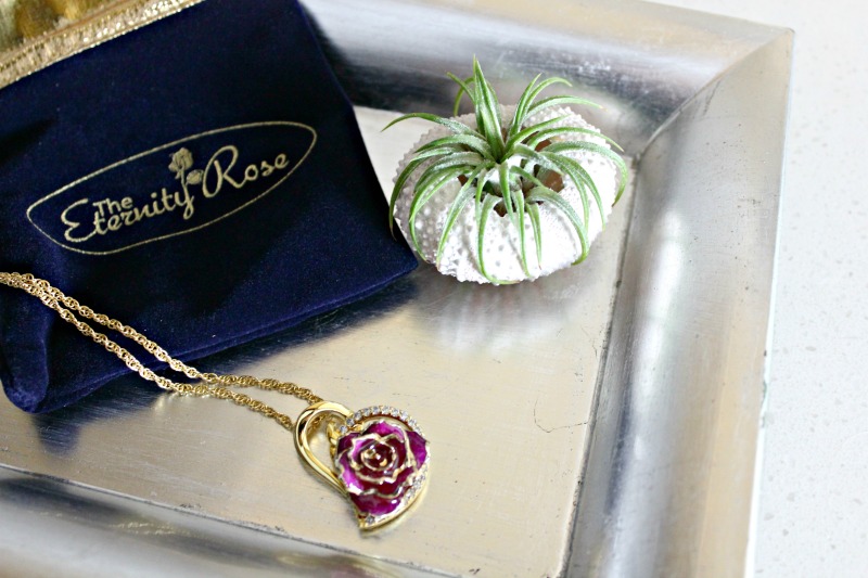 Eternity Rose Purple Glazed Rose Pendant Gift