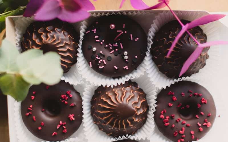 box of chocolate cupcakes