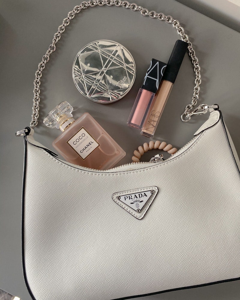 white Prada handbag