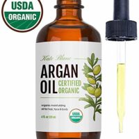 Moroccan Argan Oil, USDA Certified Organic, Virgin, 100% Pure, Cold Pressed by Kate Blanc. Stimulate Growth for Dry and Damaged Hair. Skin Moisturizer. Nails Protector. 1-Year Guarantee. (Light 4oz)