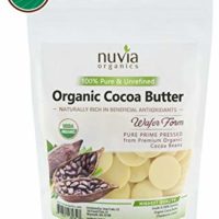 Nuvia Organics Cocoa Butter - 100% USDA Certified Organic, Raw Unrefined Pressed Wafers, Food Grade, Edible, Keto, Vegan; 8oz
