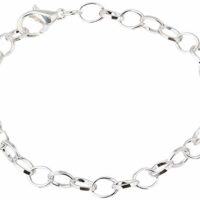 Housweety 12 Silver Plated Chain Bracelets Fit Clip on Charm 20cm(7-7/8")