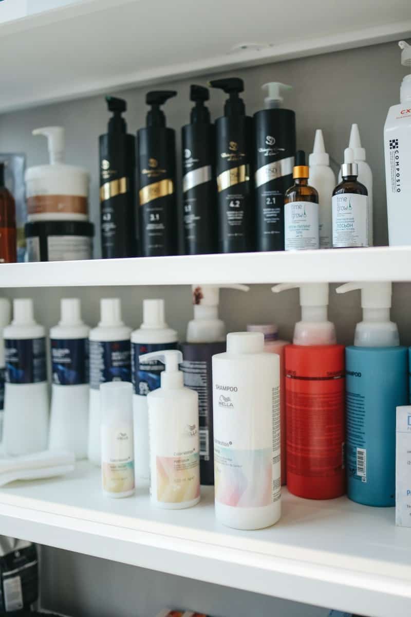 bottles of shampoo on the shelf