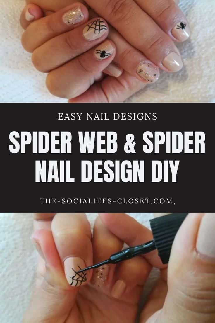 Nude spooky Halloween nails are an easy nail design you can do at home. Learn how to make this spider web nail design today.
