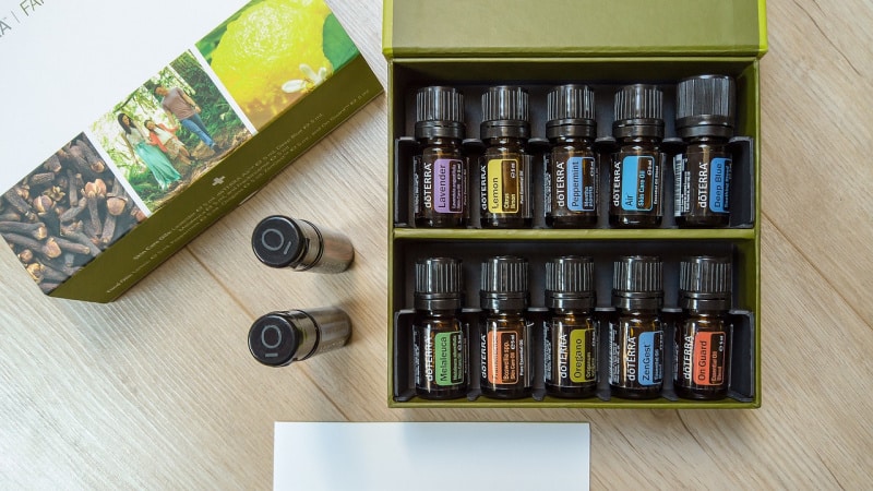 an open box of essential oils