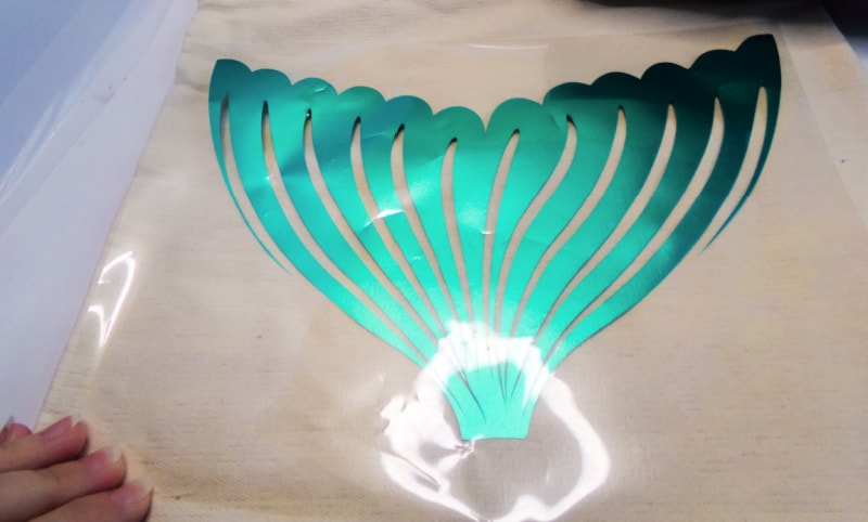 a mermaid tail design with heat transfer vinyl