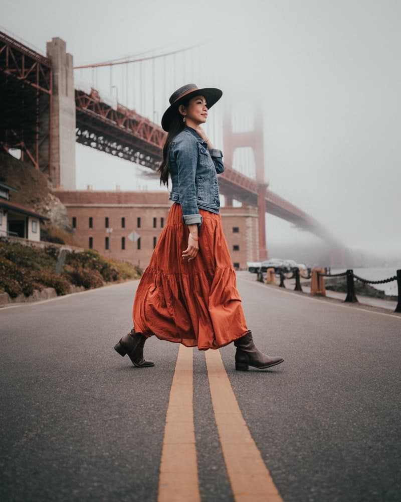 boots and midi skirt