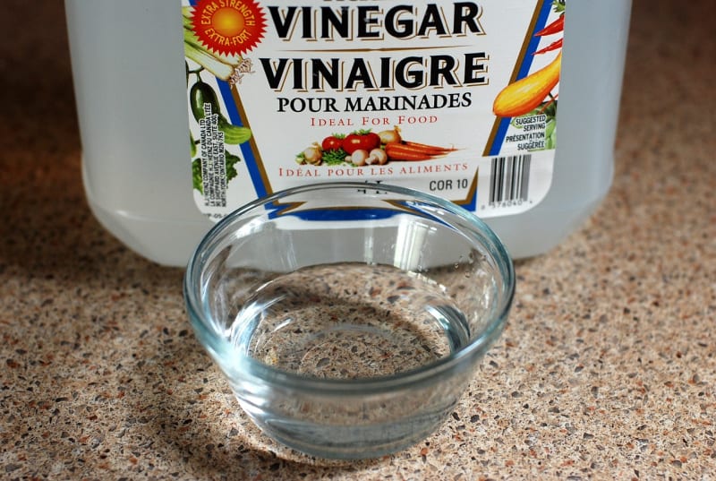 glass bowl of white vinegar