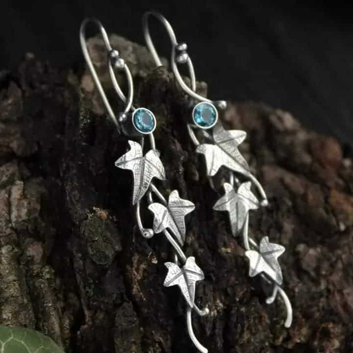 long dangling silver earrings