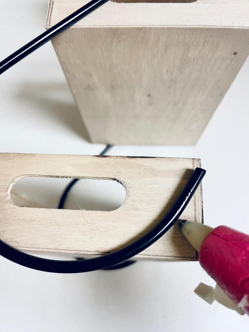 attaching hooks with hot glue