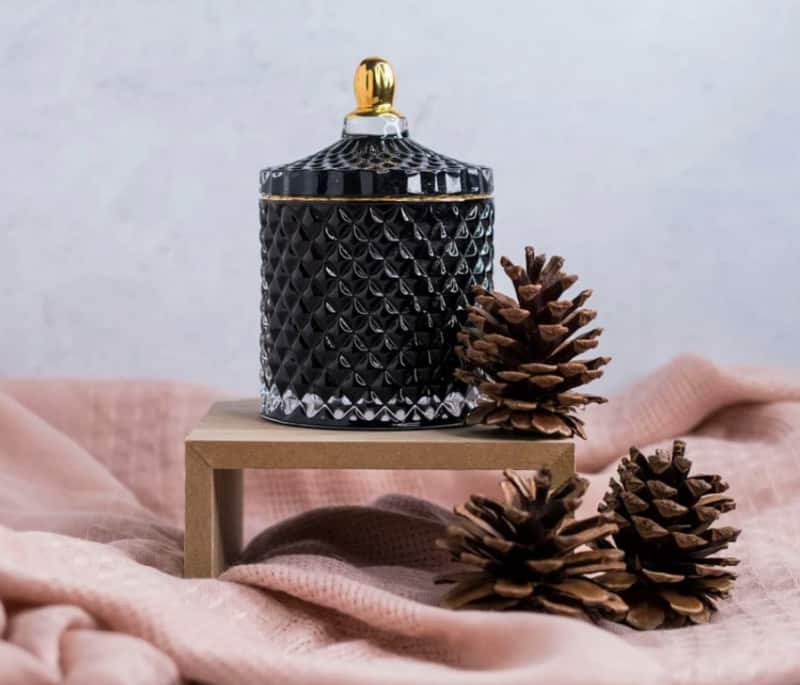 luxurious black glass candle