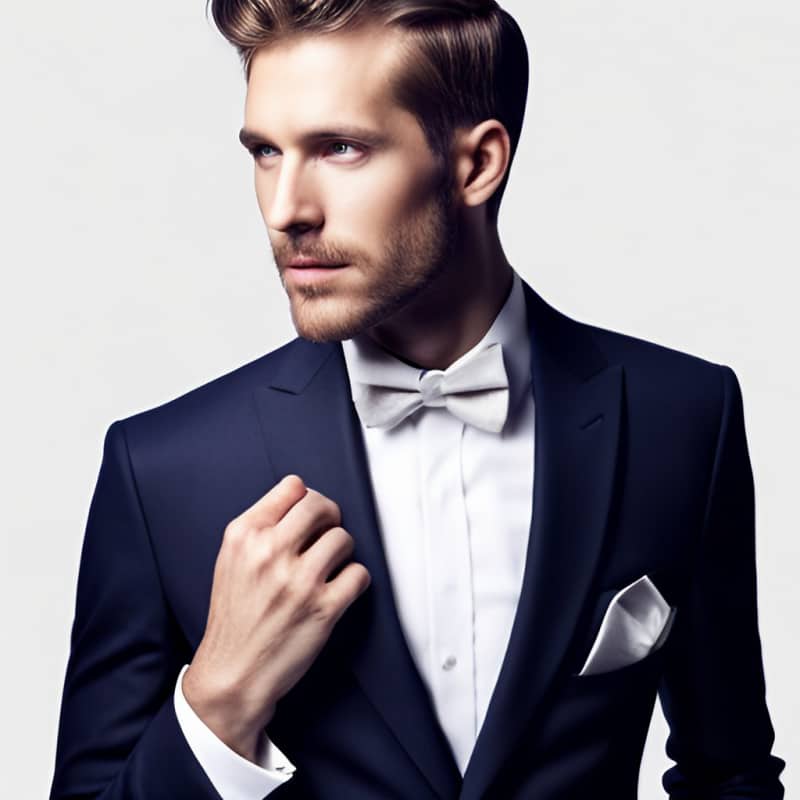 man wearing a white bow tie