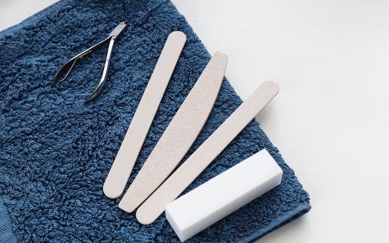 manicure tools on a towel