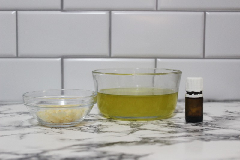 ingredients on a white counter to make this salve