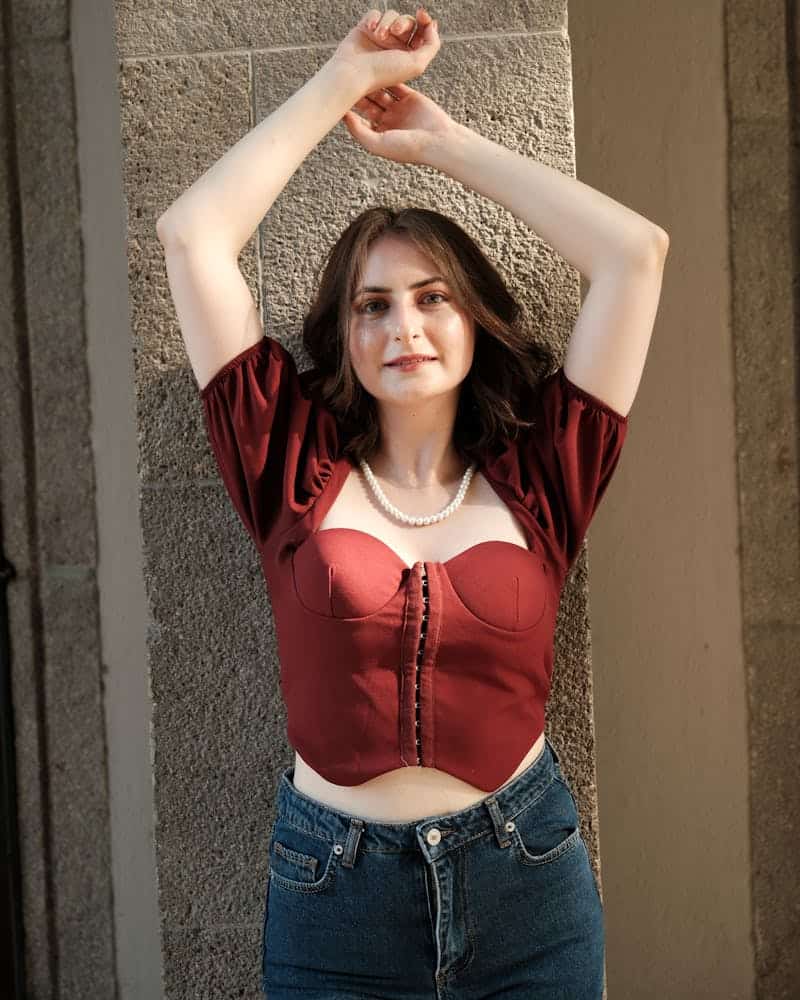 woman wearing a corset top