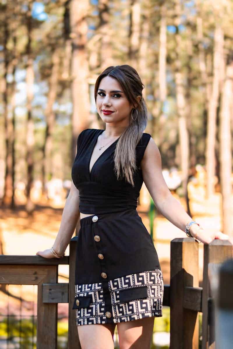 stylish woman wearing black