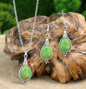 green necklace and earring set