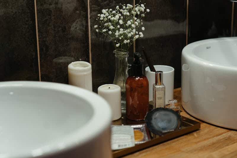 luxurious skin care products near a sink