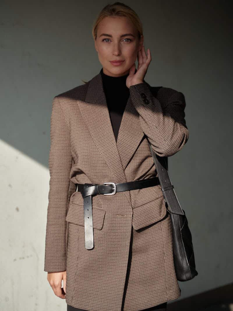 woman wearing a wool coat