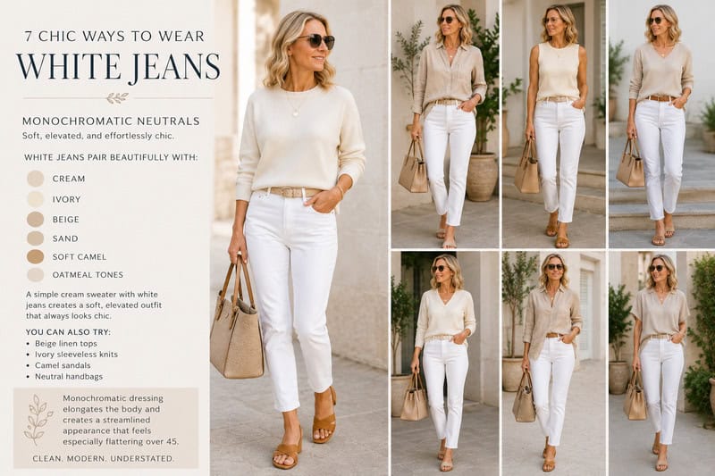 7 ways to wear white jeans over 45