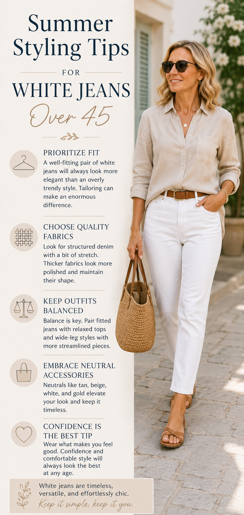 Summer Styling Tips for White Jeans Over 45