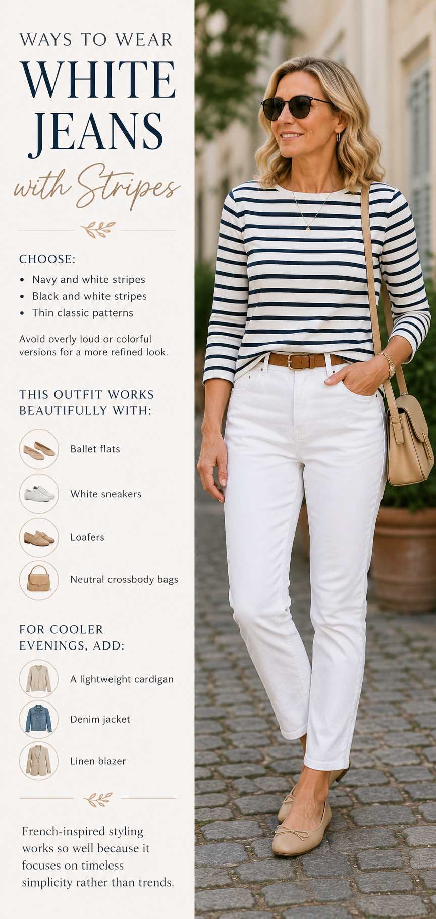 4. Style White Jeans With Stripes for French-Inspired Chic