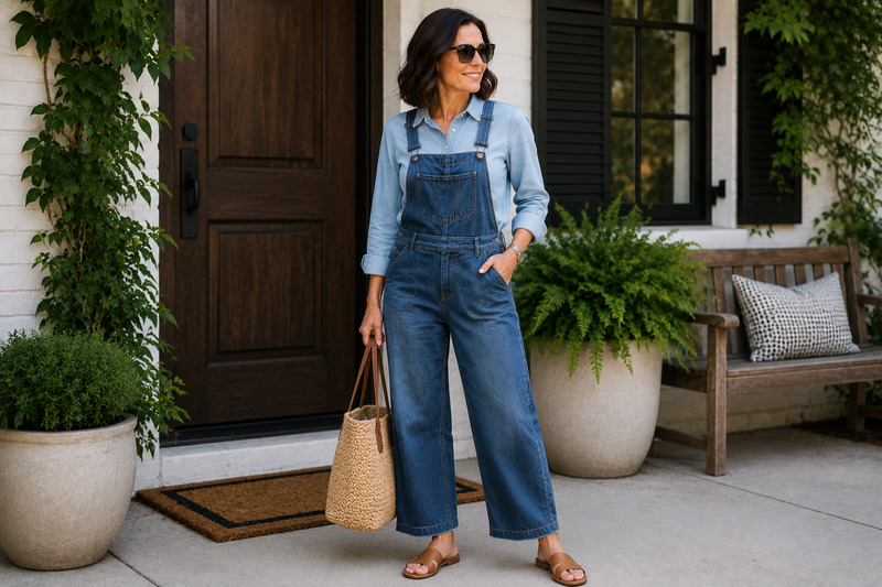 Overalls with a Chambray Shirt