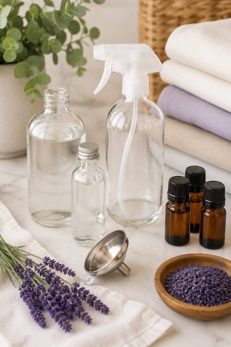glass bottles and oils