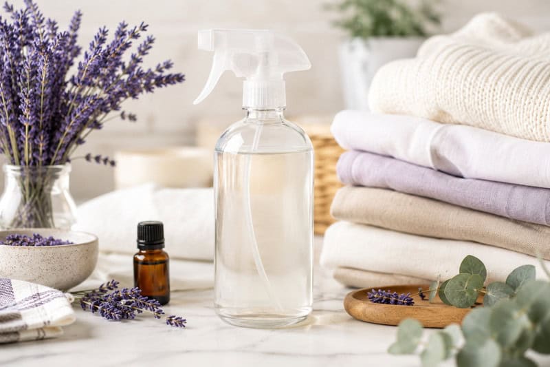 linen spray for clothes with lavender and herbs