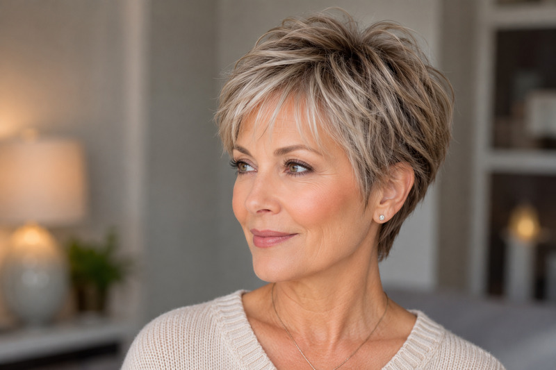 woman with whispy pixie